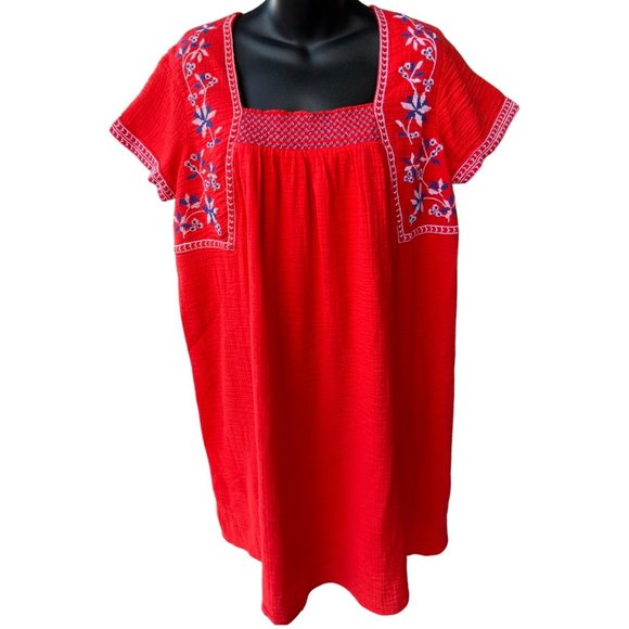 🌸4/$50🌸 NEW Old Navy Gauze Cotton Dress with Embroidery Detailing - Picture 1 of 16